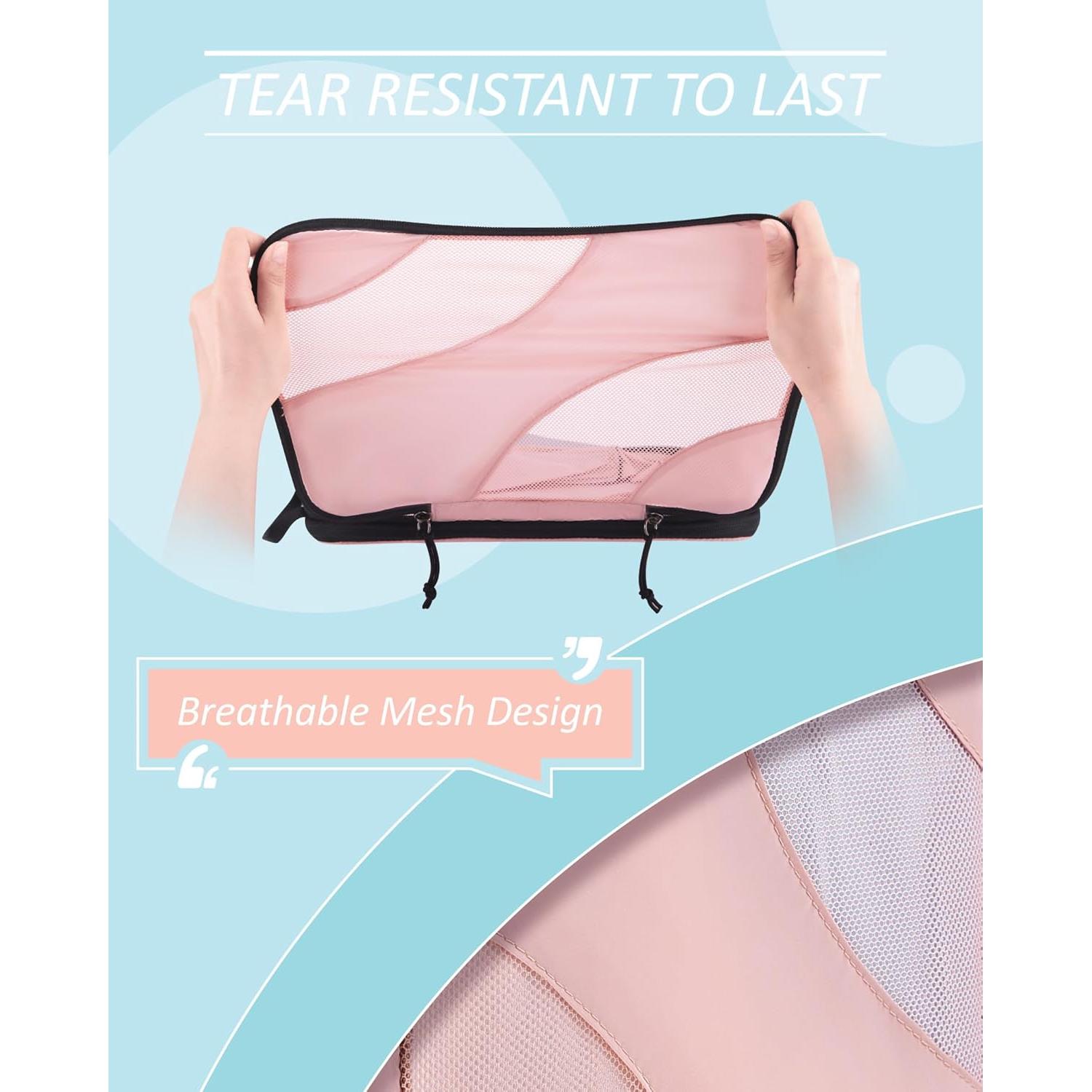 Cubos de Compresión BAGSMART 6 Set Rosa Bebé para Viaje