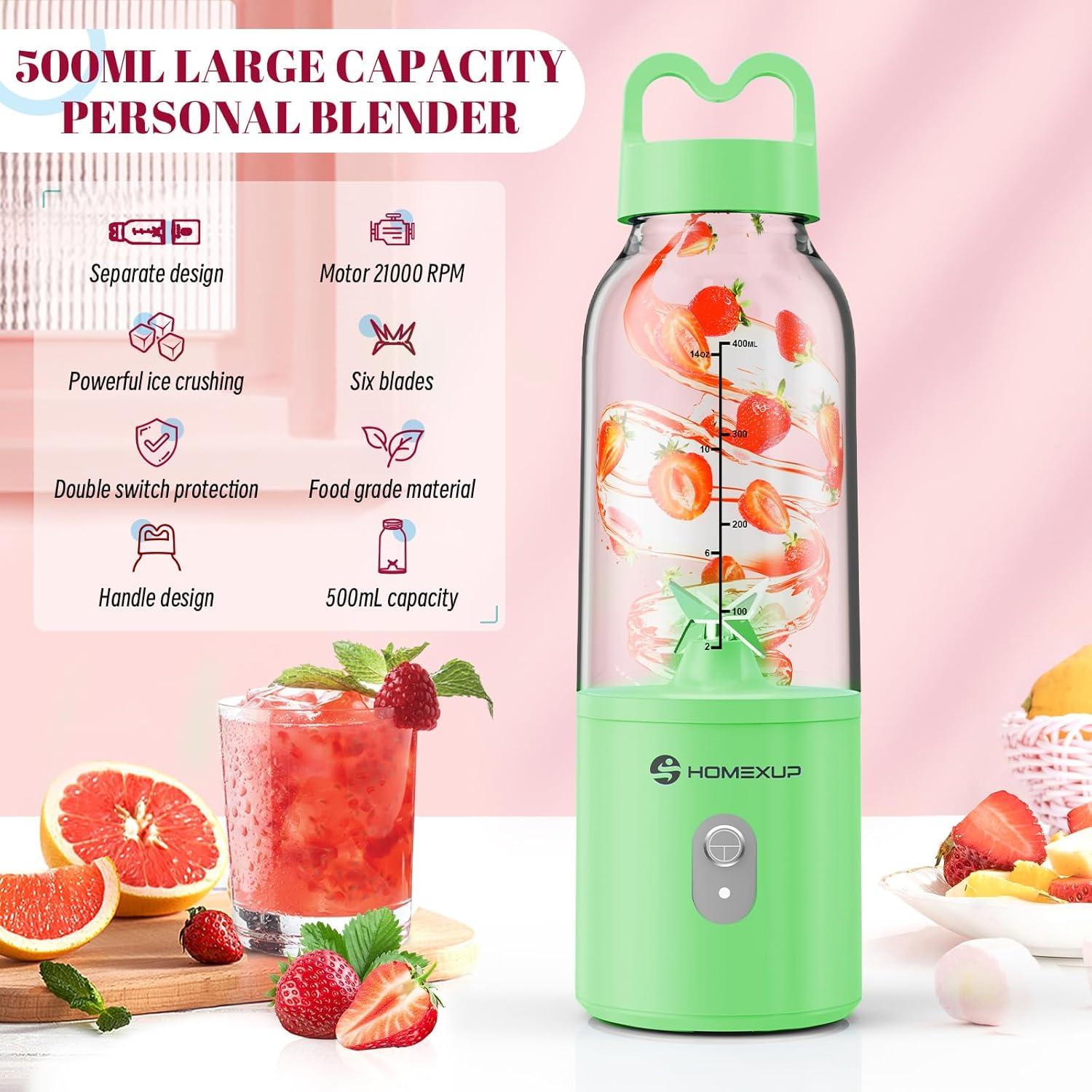 Extractor de Jugo Portátil HOMEXUP 414ml 175W Verde