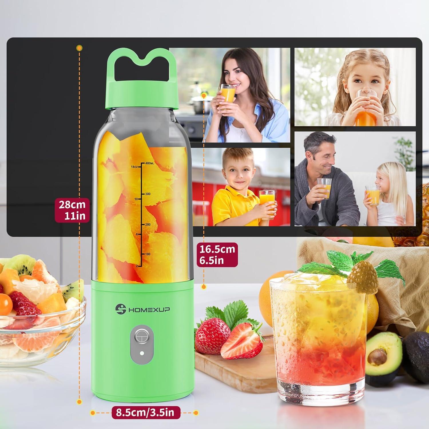Extractor de Jugo Portátil HOMEXUP 414ml 175W Verde