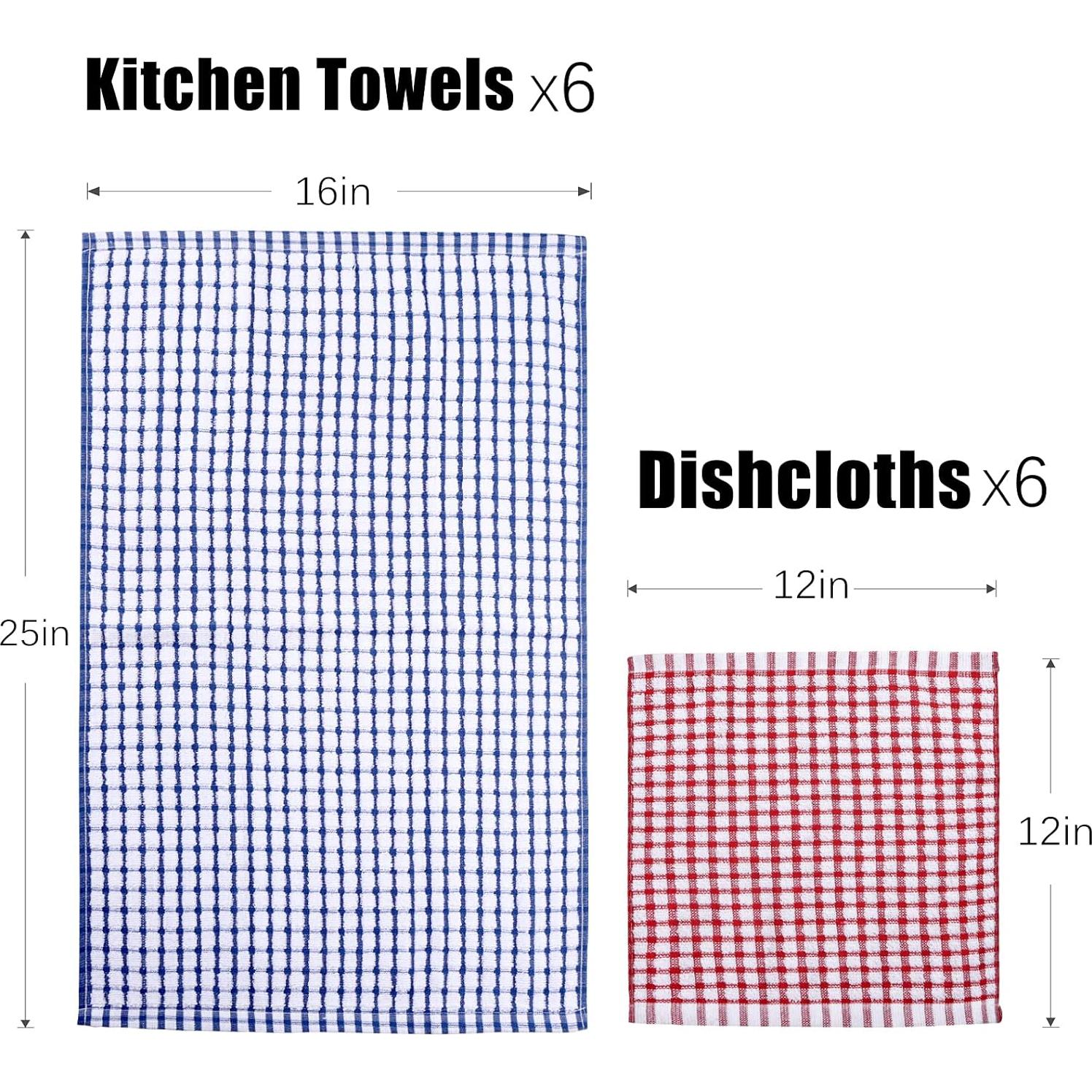 Juego de Toallas de Cocina y Paños de Platos AOTBAT 12 Piezas Algodón