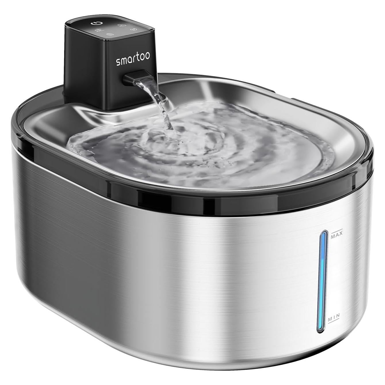 Fuente de Agua Inalámbrica para Gatos Smartoo 4.5L Acero Inoxidable