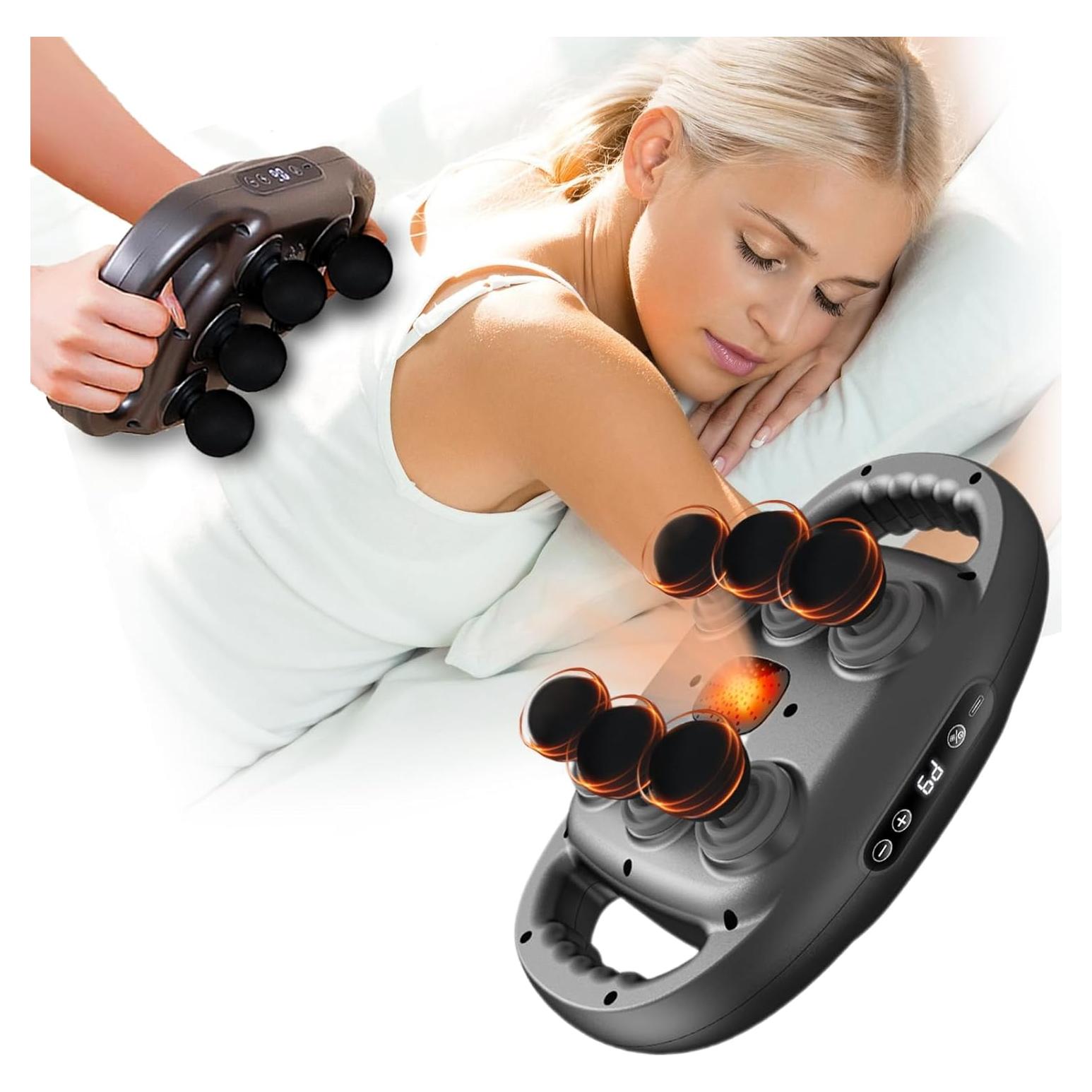 Pistola de Masaje UFFAE 6 Cabezas 9 Modos Alivio Muscular