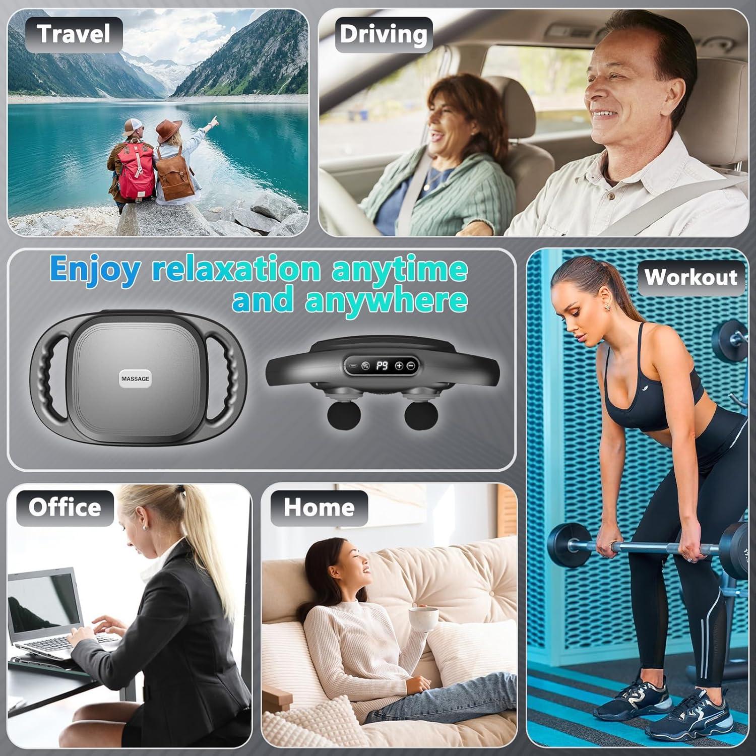 Pistola de Masaje UFFAE 6 Cabezas 9 Modos Alivio Muscular