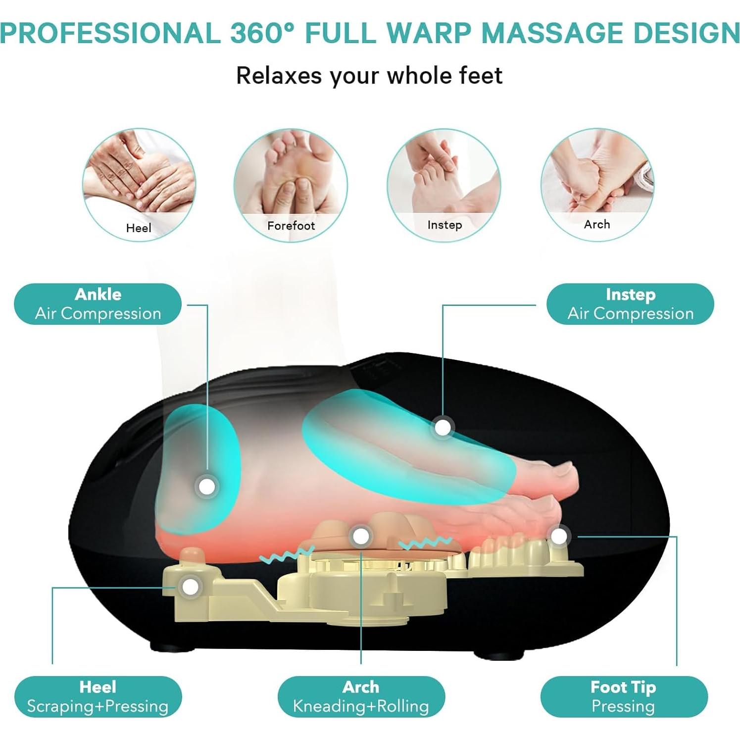 Masajeador de Pies KNQZE KF7 con Calor y Control Remoto