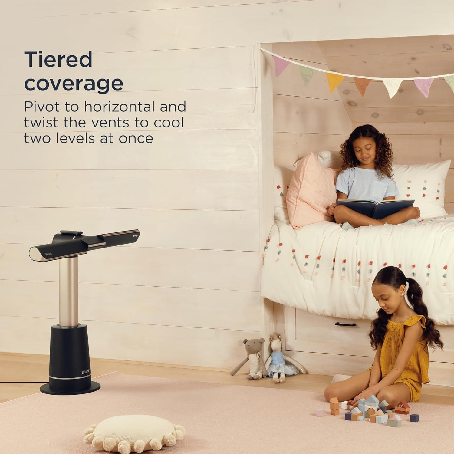 Shark TurboBlade Fan—Ultra-customizable bladeless tower fan, pivots, twists, oscillates 180°, circulates and propels air up to 80 ft., 10 noise levels + 10 speeds, easy to clean, charcoal, TF202S