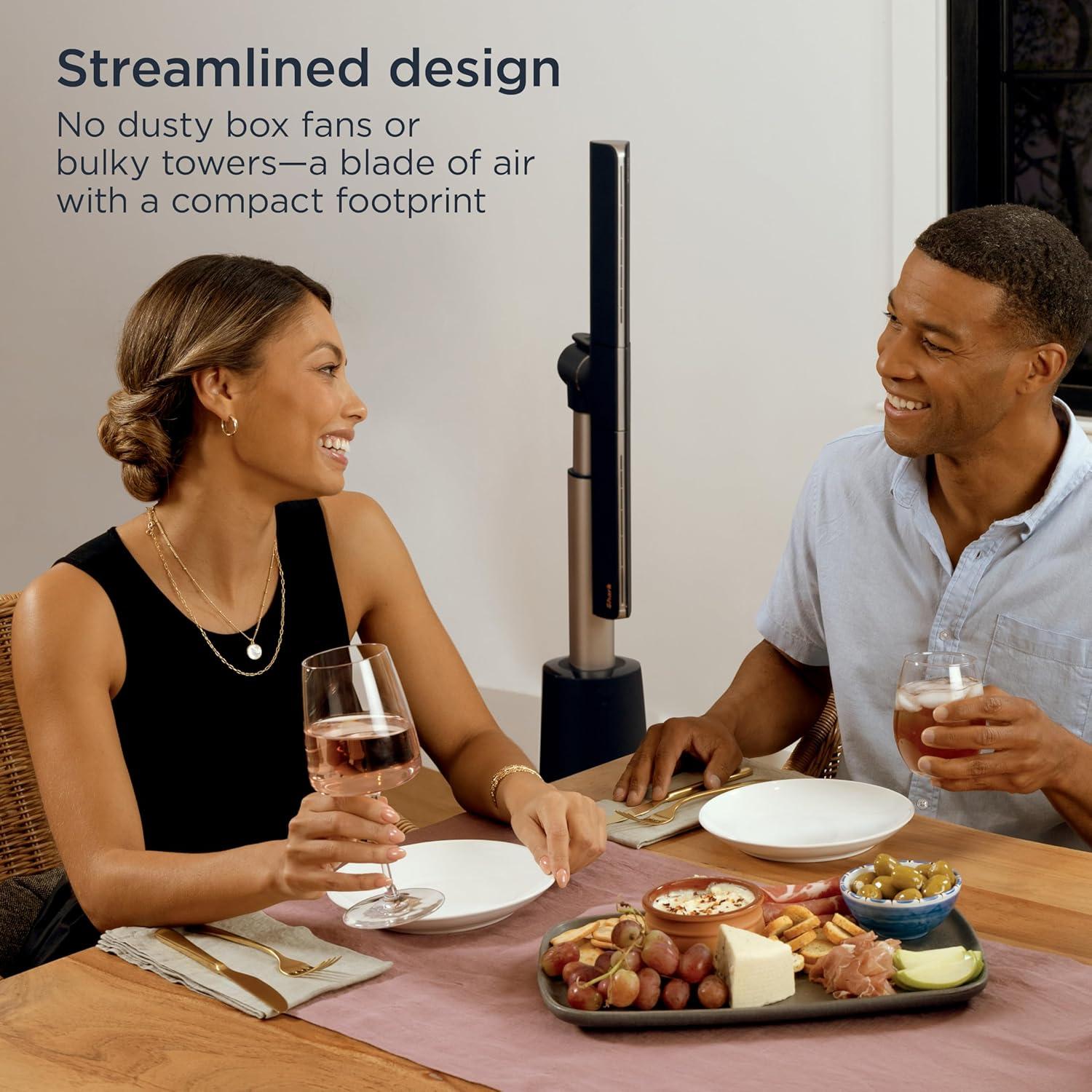 Shark TurboBlade Fan—Ultra-customizable bladeless tower fan, pivots, twists, oscillates 180°, circulates and propels air up to 80 ft., 10 noise levels + 10 speeds, easy to clean, charcoal, TF202S