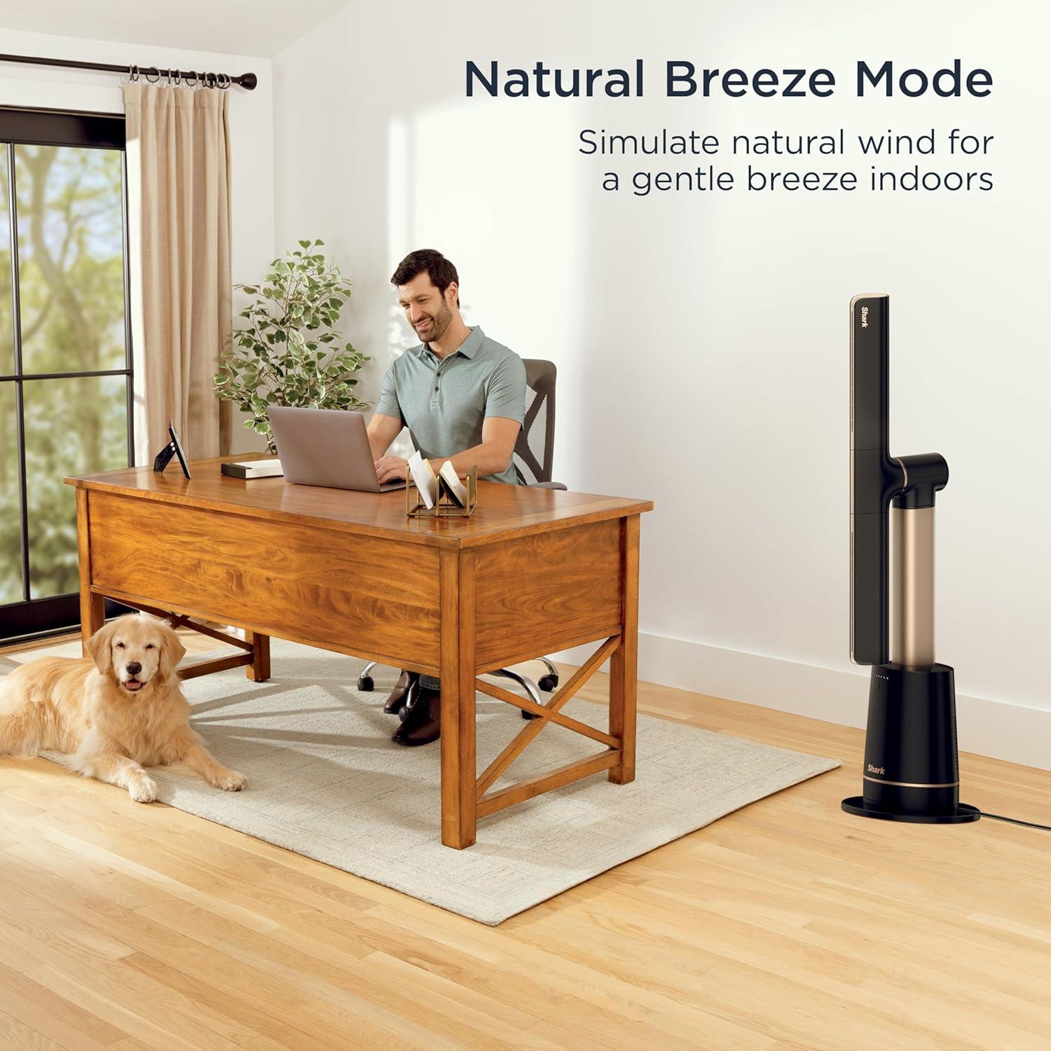 Shark TurboBlade Fan—Ultra-customizable bladeless tower fan, pivots, twists, oscillates 180°, circulates and propels air up to 80 ft., 10 noise levels + 10 speeds, easy to clean, charcoal, TF202S