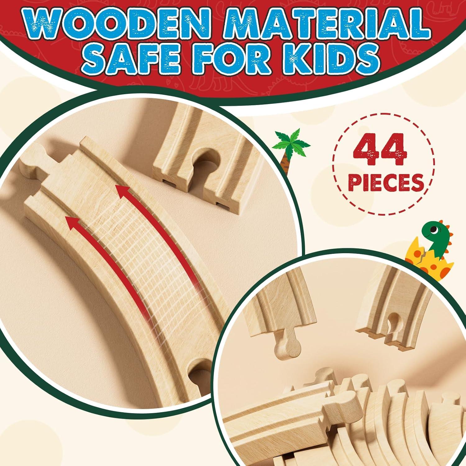 Juego de Tren de Madera Lehoo Castle Dinosaurios 32.5x10.9cm