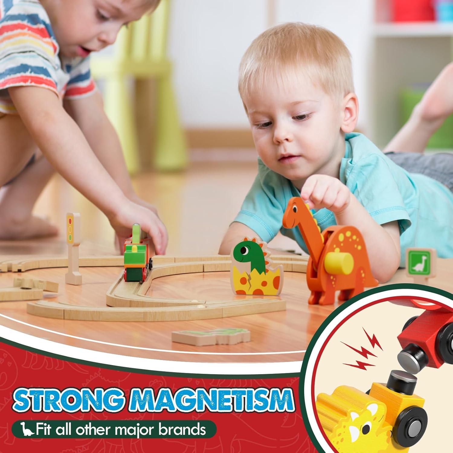 Juego de Tren de Madera Lehoo Castle Dinosaurios 32.5x10.9cm