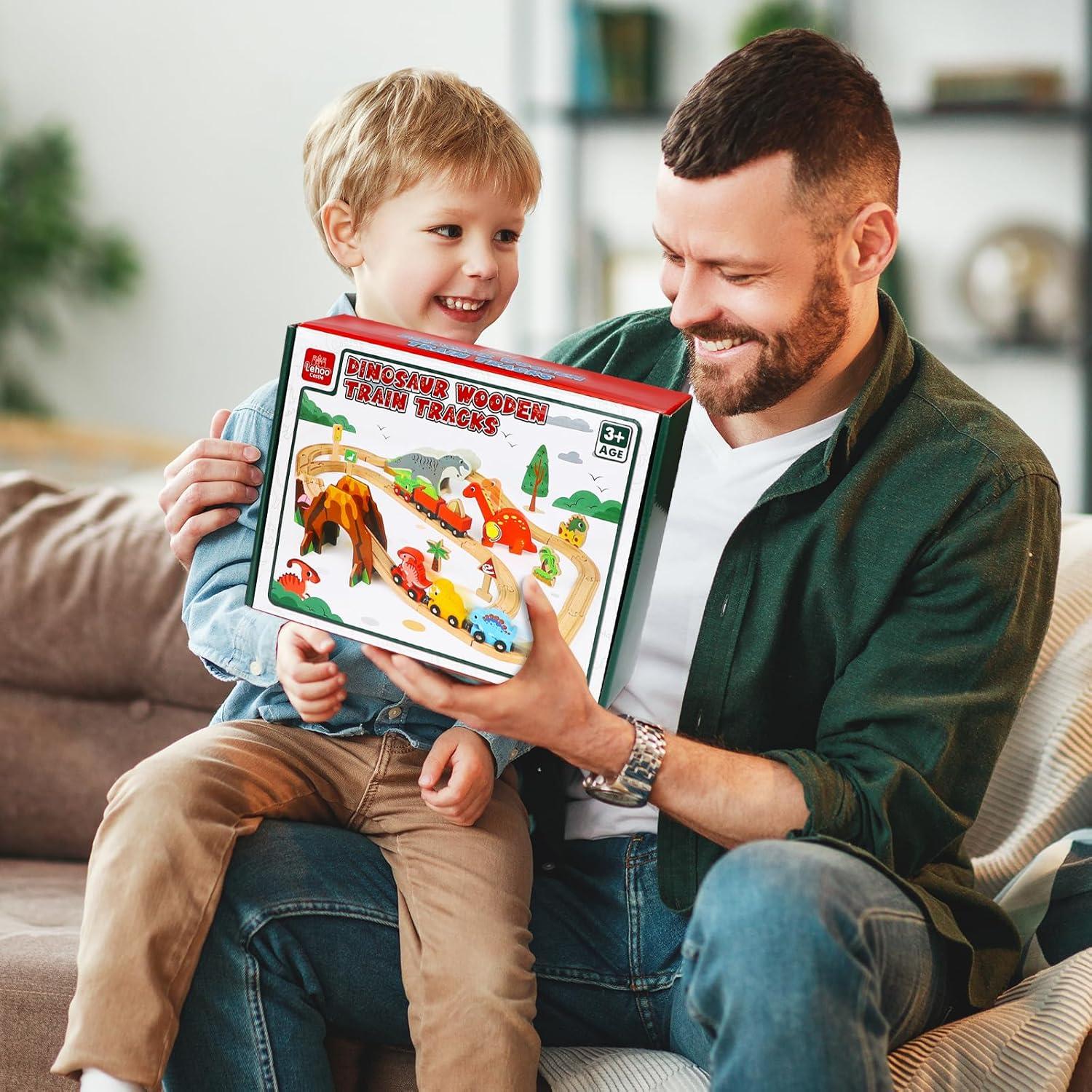 Juego de Tren de Madera Lehoo Castle Dinosaurios 32.5x10.9cm