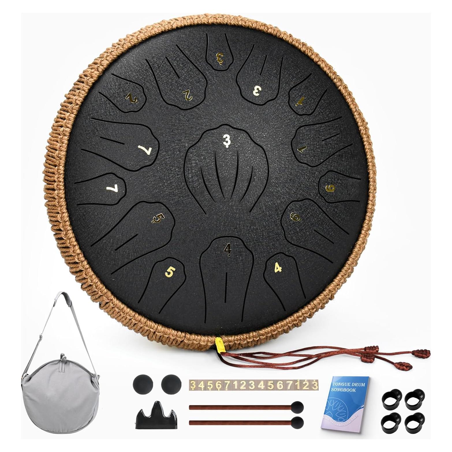 Tambor de Lengua de Acero Rothergli 33 cm 15 Notas Negro