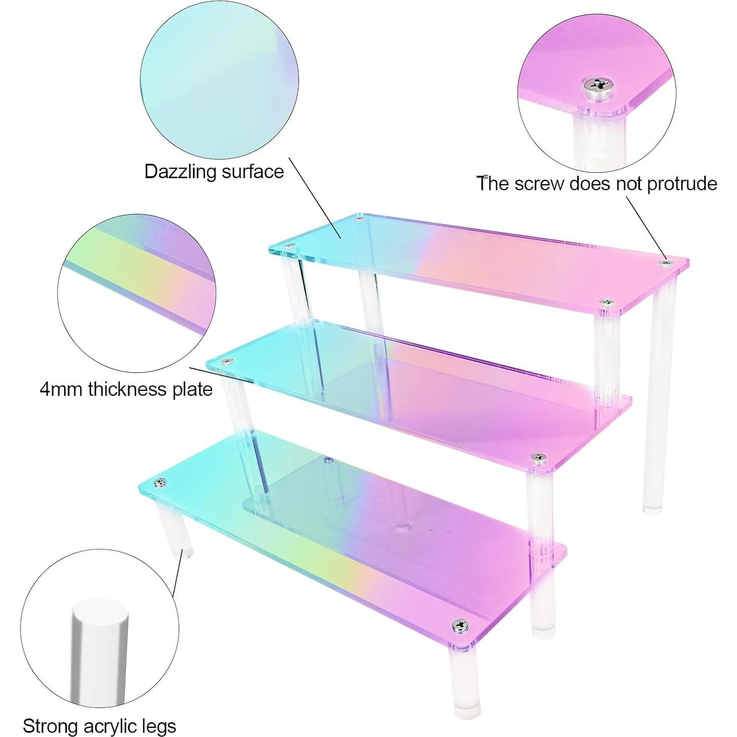 Soporte de Exhibición Acrílico RICIPUSO 3 Niveles Iridiscente 23 cm