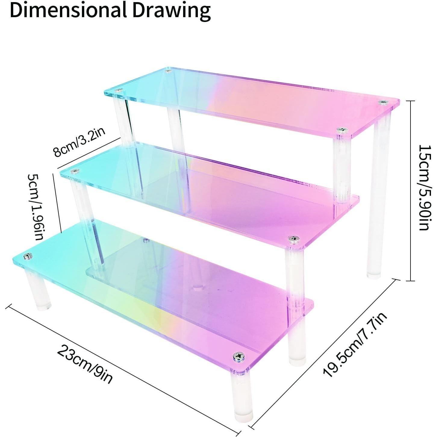 Soporte de Exhibición Acrílico RICIPUSO 3 Niveles Iridiscente 23 cm
