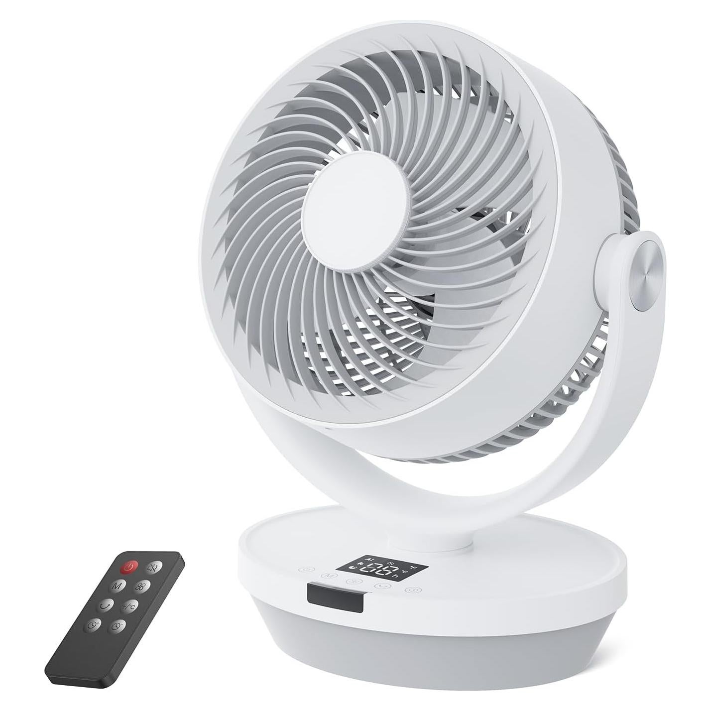 Fan for Bedroom, 13" Air Circulator Fans with Remote, 120°Vertical Manual +90°Oscillating Desk fan, 60ft Powerful Airflow, Portable Fan With 4 Speeds, 4 Modes, 12H Timer, 25dB Quiet Smallfan (White)