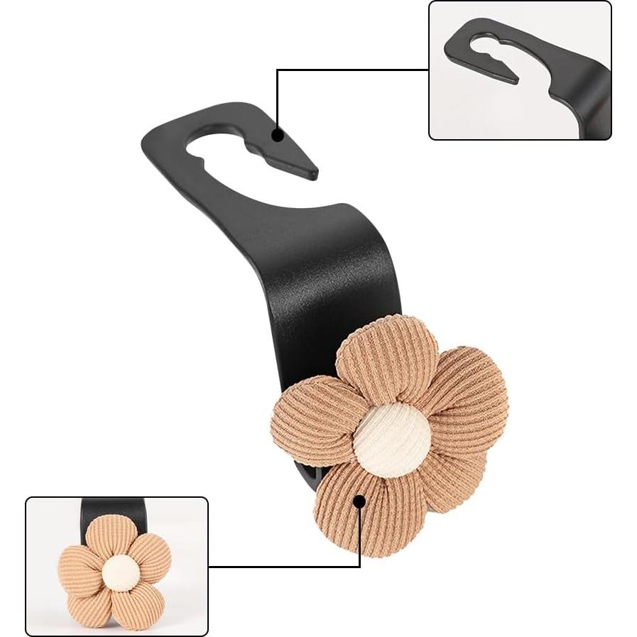 Ganchos para Reposacabezas de Coche KHGUZ - 4 Piezas Beige/Negro