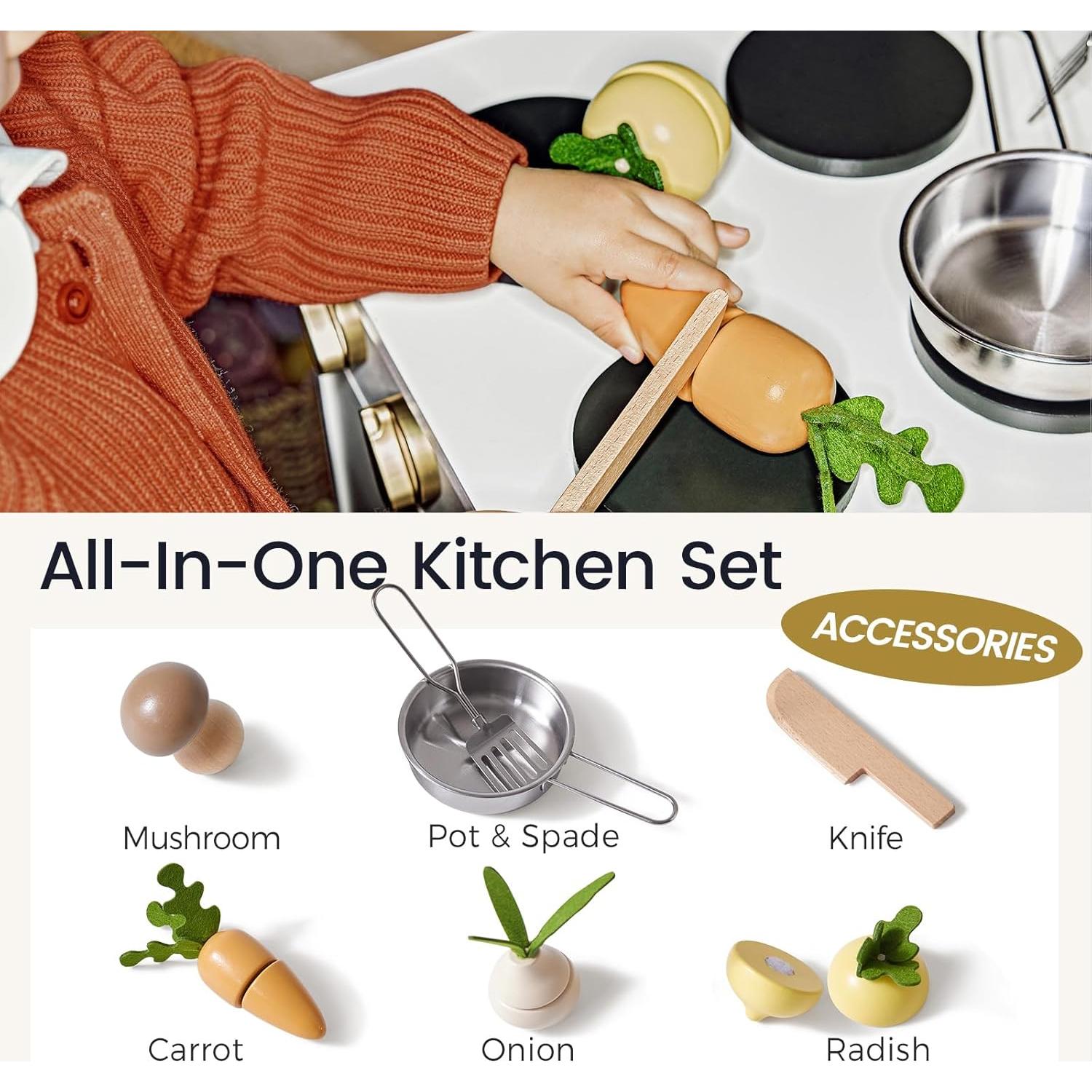 Cocina de Juego Tiny Land para Niños con Accesorios - Madera