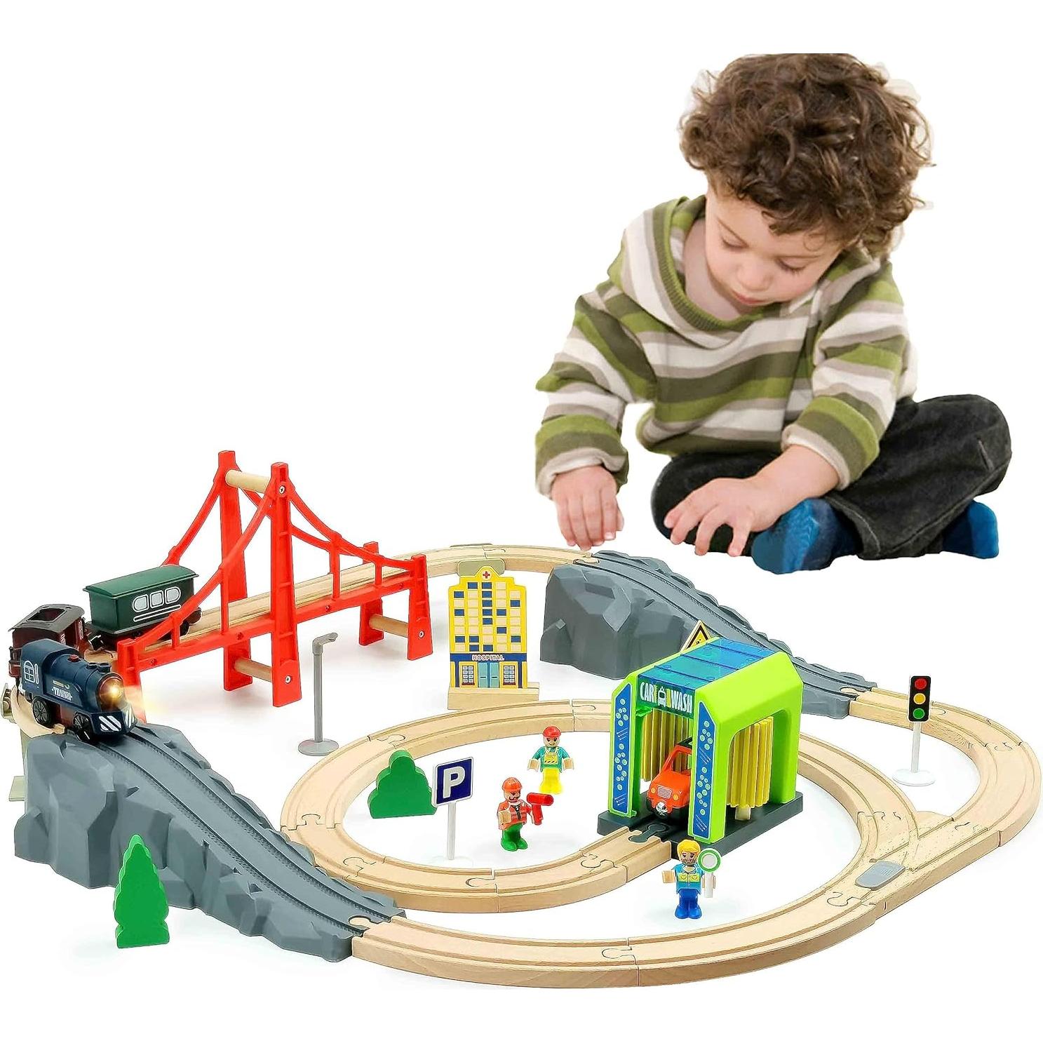 Tren Eléctrico Retro May & Z para Pista de Madera 3 Piezas