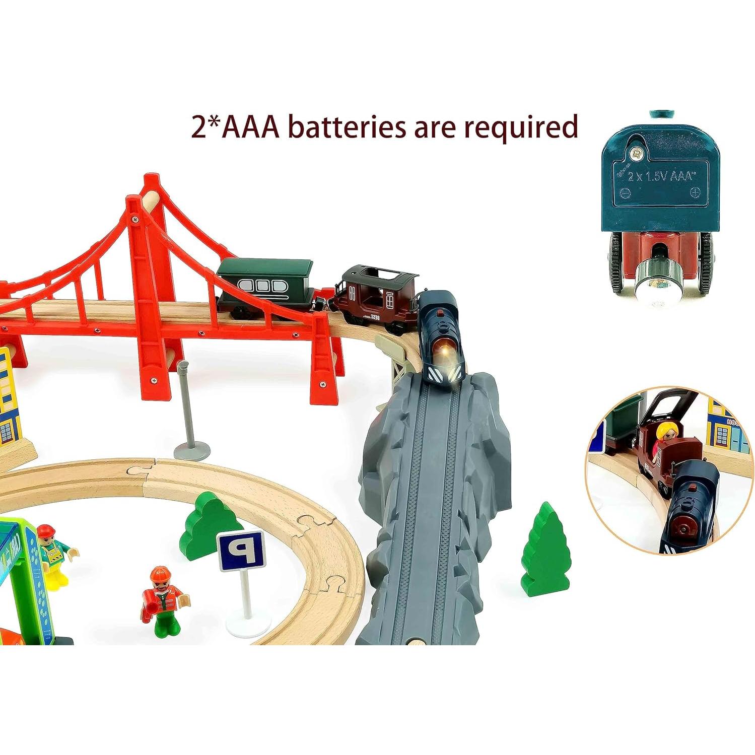 Tren Eléctrico Retro May & Z para Pista de Madera 3 Piezas