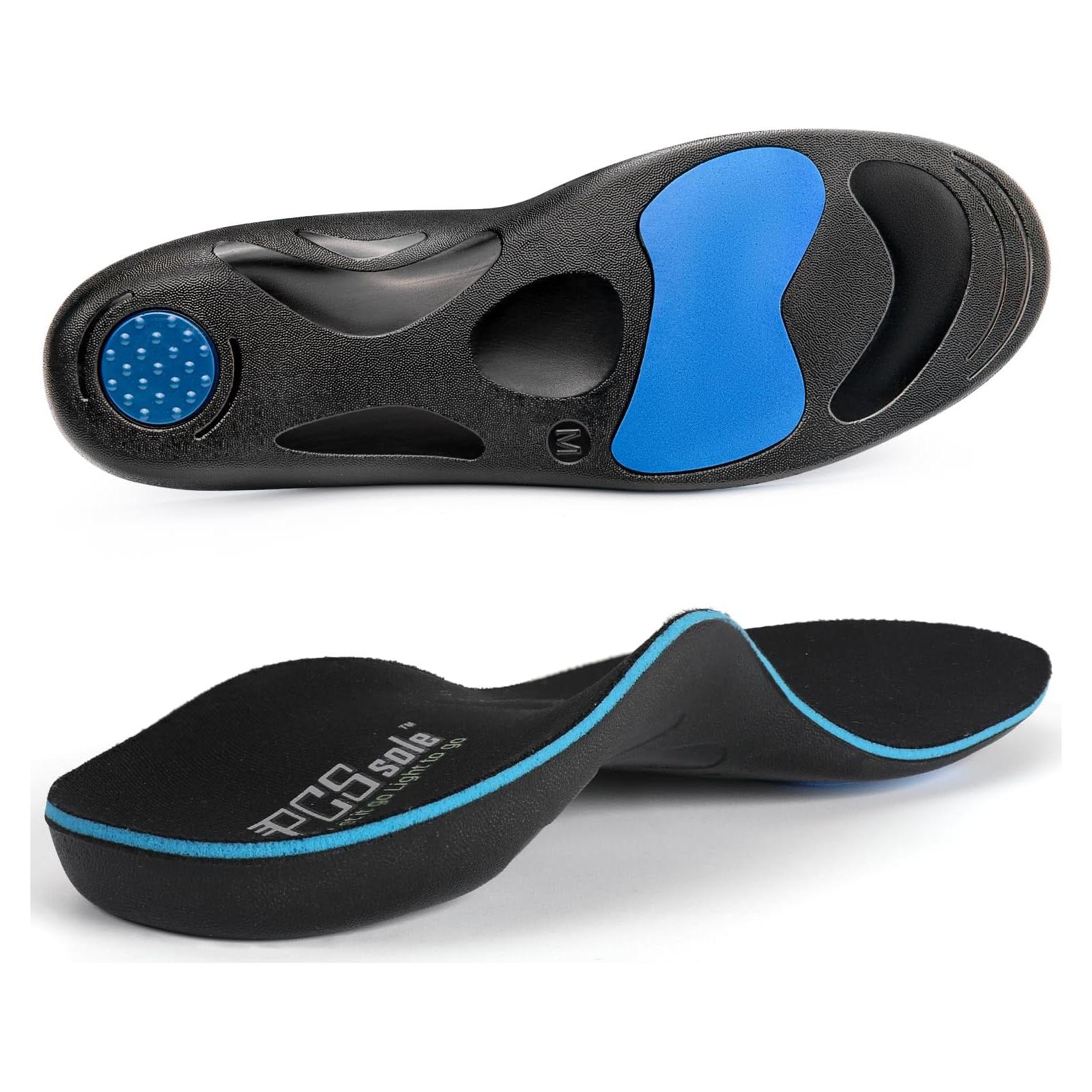 PCSsole Orthotic Insoles with High & Medium Arch Support - Comfort Gel Work Boot Insert for Flat Feet, Plantar Fasciitis, Running, Walking, Over Pronation for Men and Women