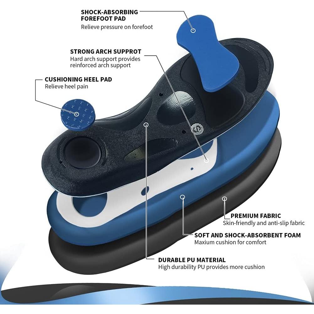 PCSsole Orthotic Insoles with High & Medium Arch Support - Comfort Gel Work Boot Insert for Flat Feet, Plantar Fasciitis, Running, Walking, Over Pronation for Men and Women