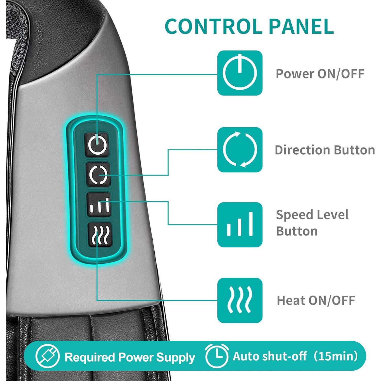 Masajeador Shiatsu Nekteck LMS-801 con Calor y 8 Cabezas
