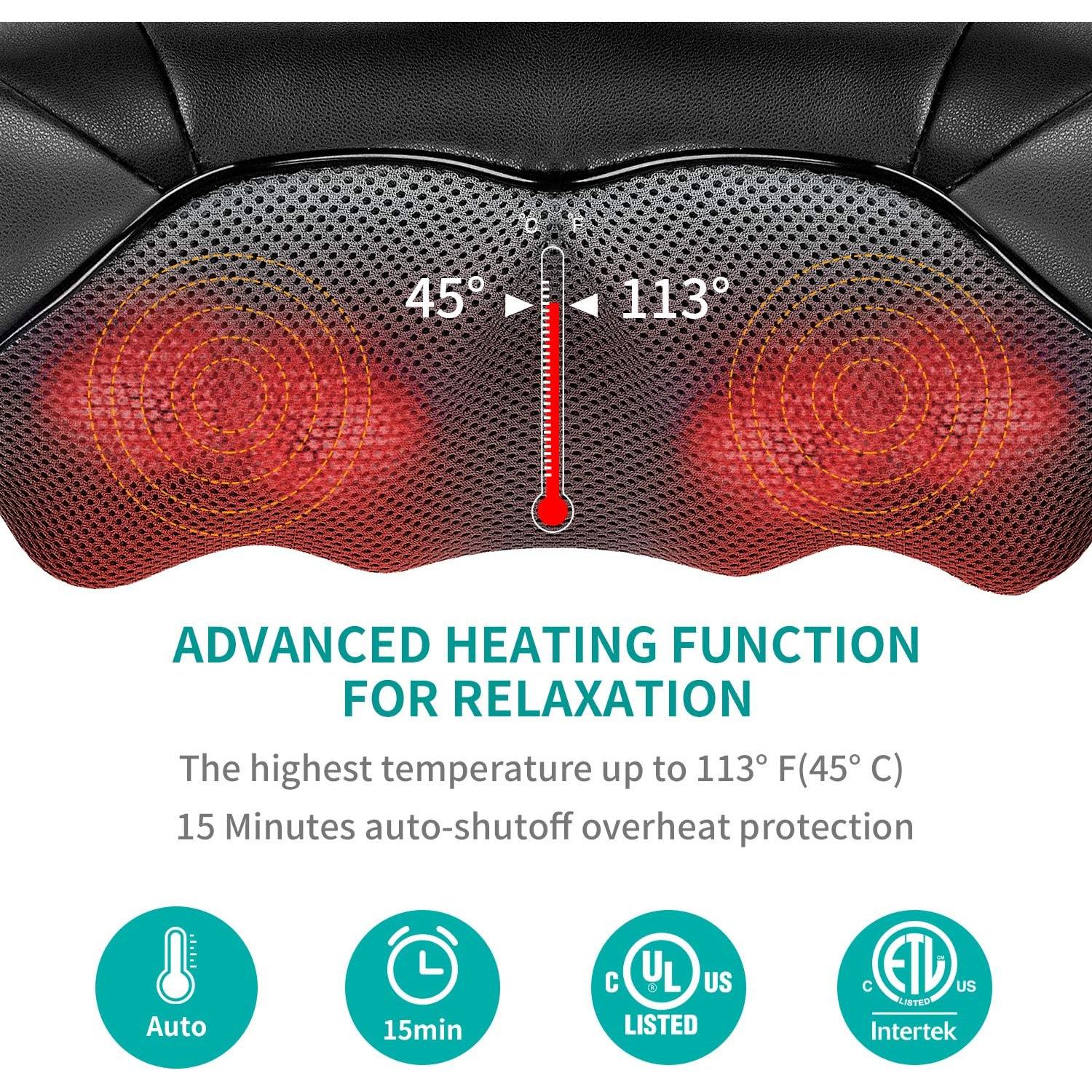 Masajeador Shiatsu Nekteck LMS-801 con Calor y 8 Cabezas