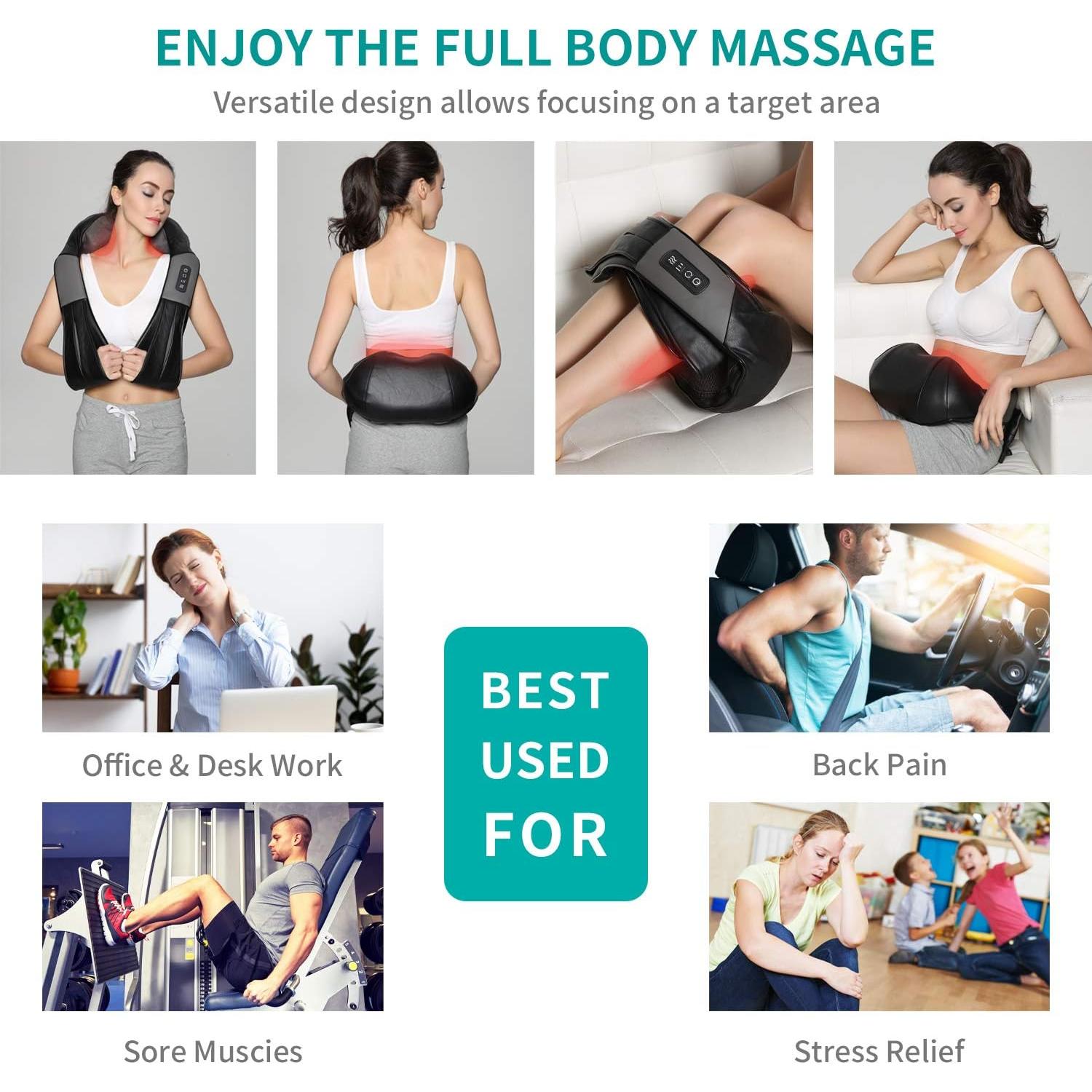 Masajeador Shiatsu Nekteck LMS-801 con Calor y 8 Cabezas