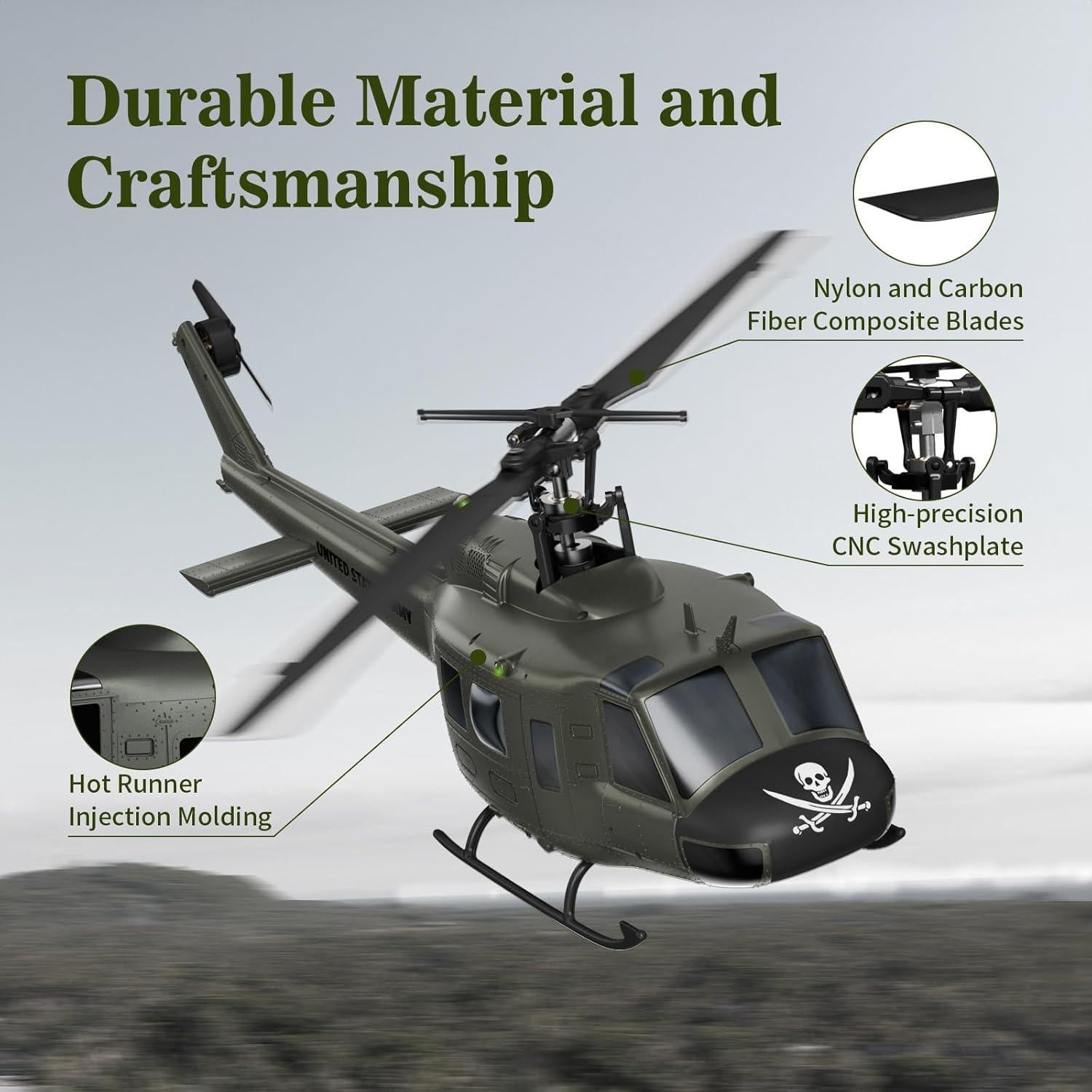 Carmanon UH-1 Helicóptero RC 1/27 con Auto-Flotación