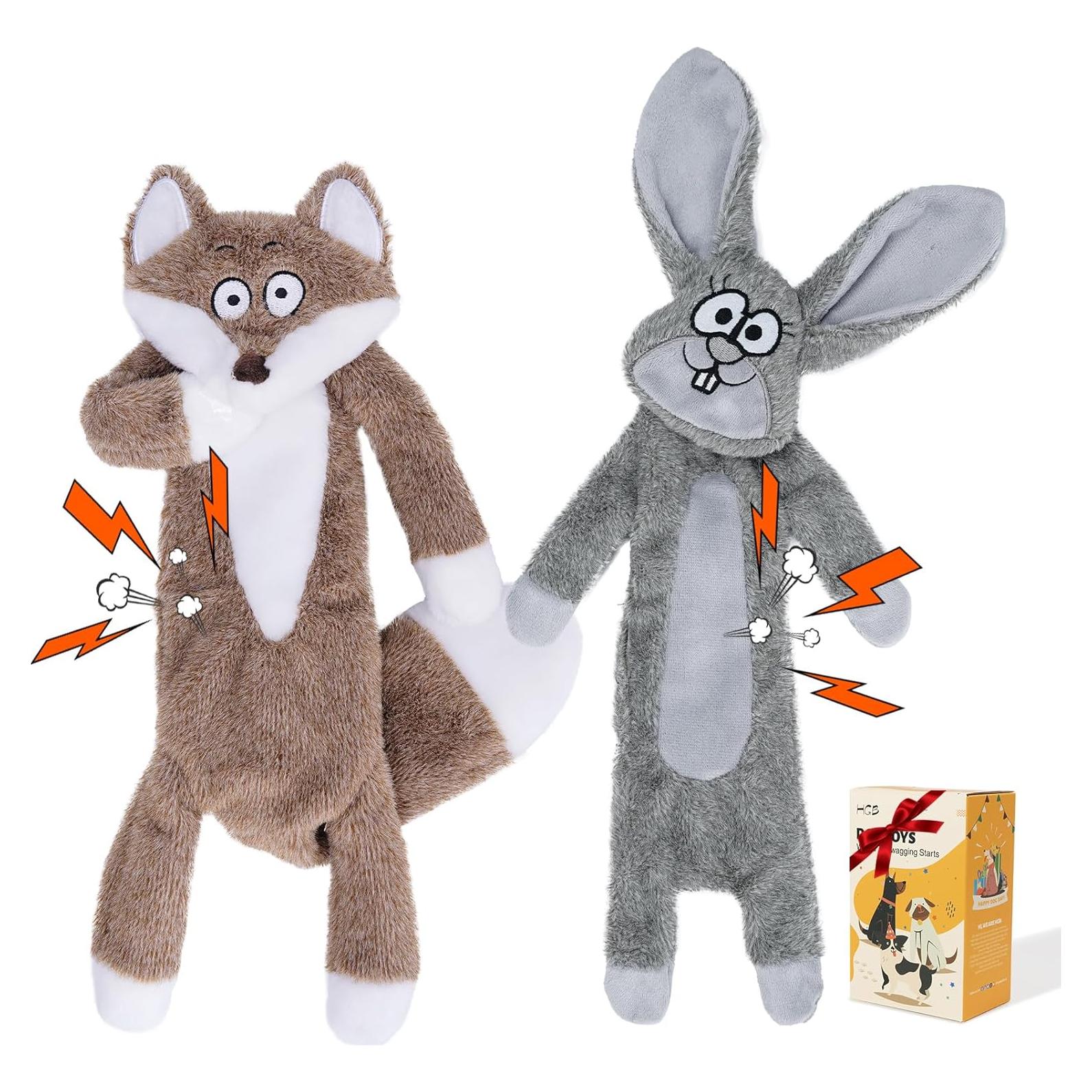 Juguetes para Perros HGB Sin Relleno Conejo y Zorro Rojo 39.88 cm