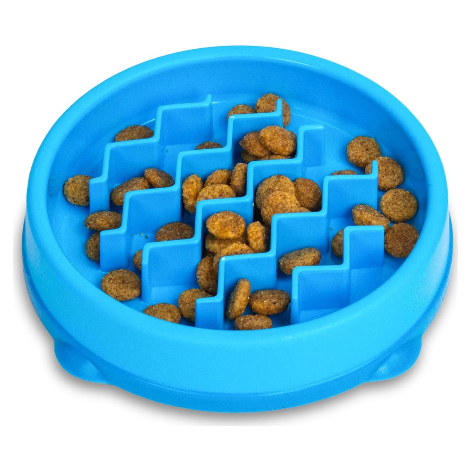 Tazón de Alimentación Lenta para Gatos Outward Hound Azul