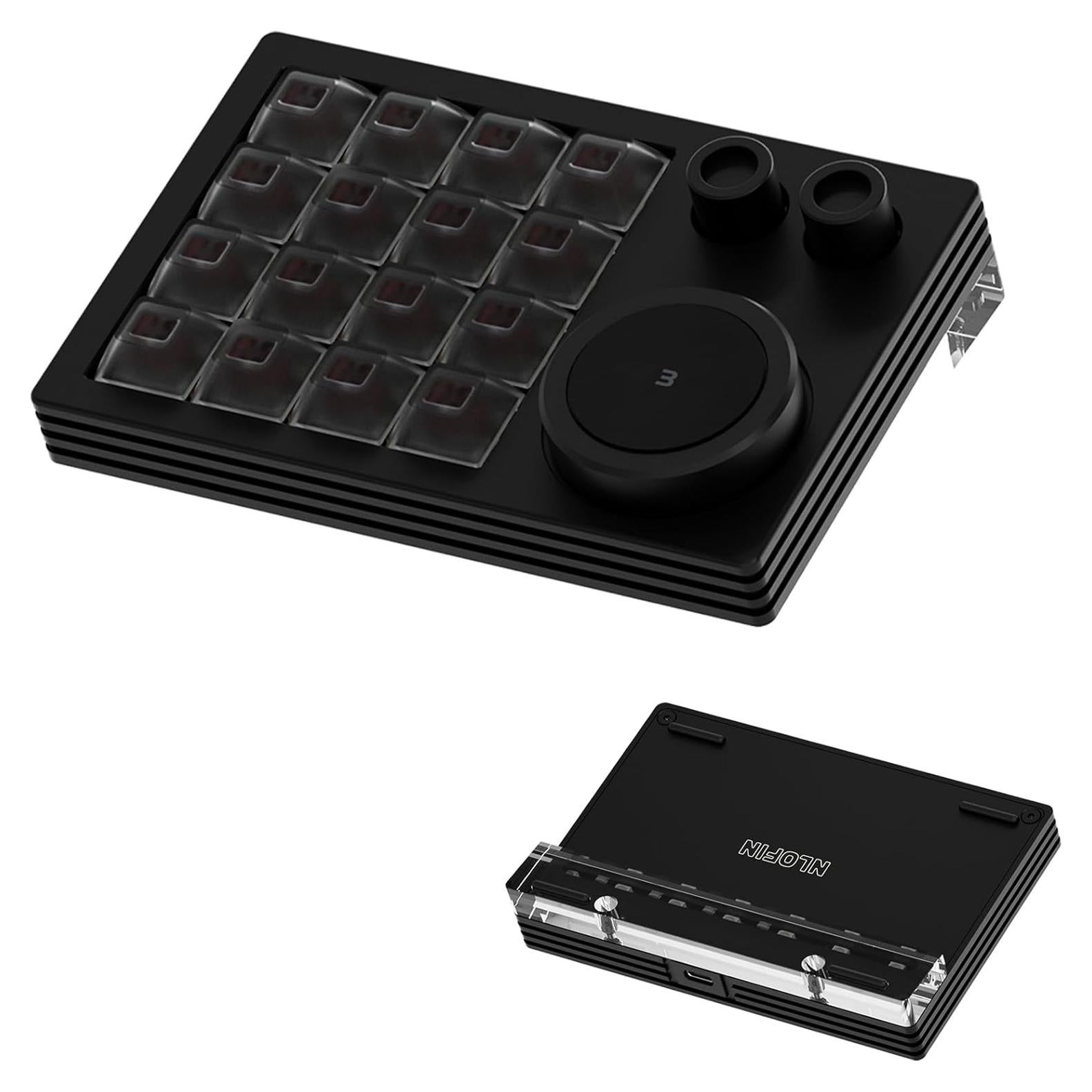 Teclado Macro Programable NLOFIN de 16 Teclas RGB Negro