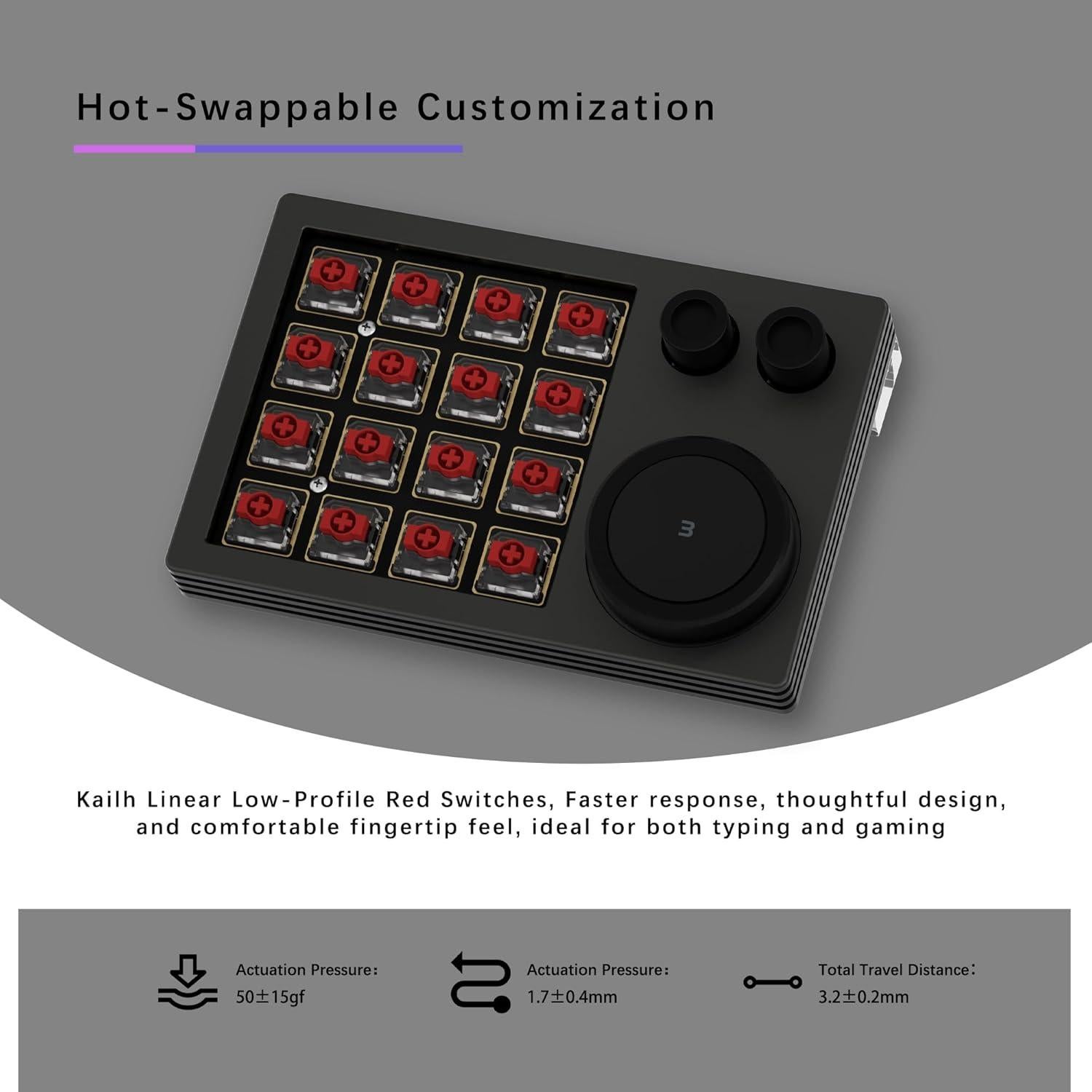 Teclado Macro Programable NLOFIN de 16 Teclas RGB Negro