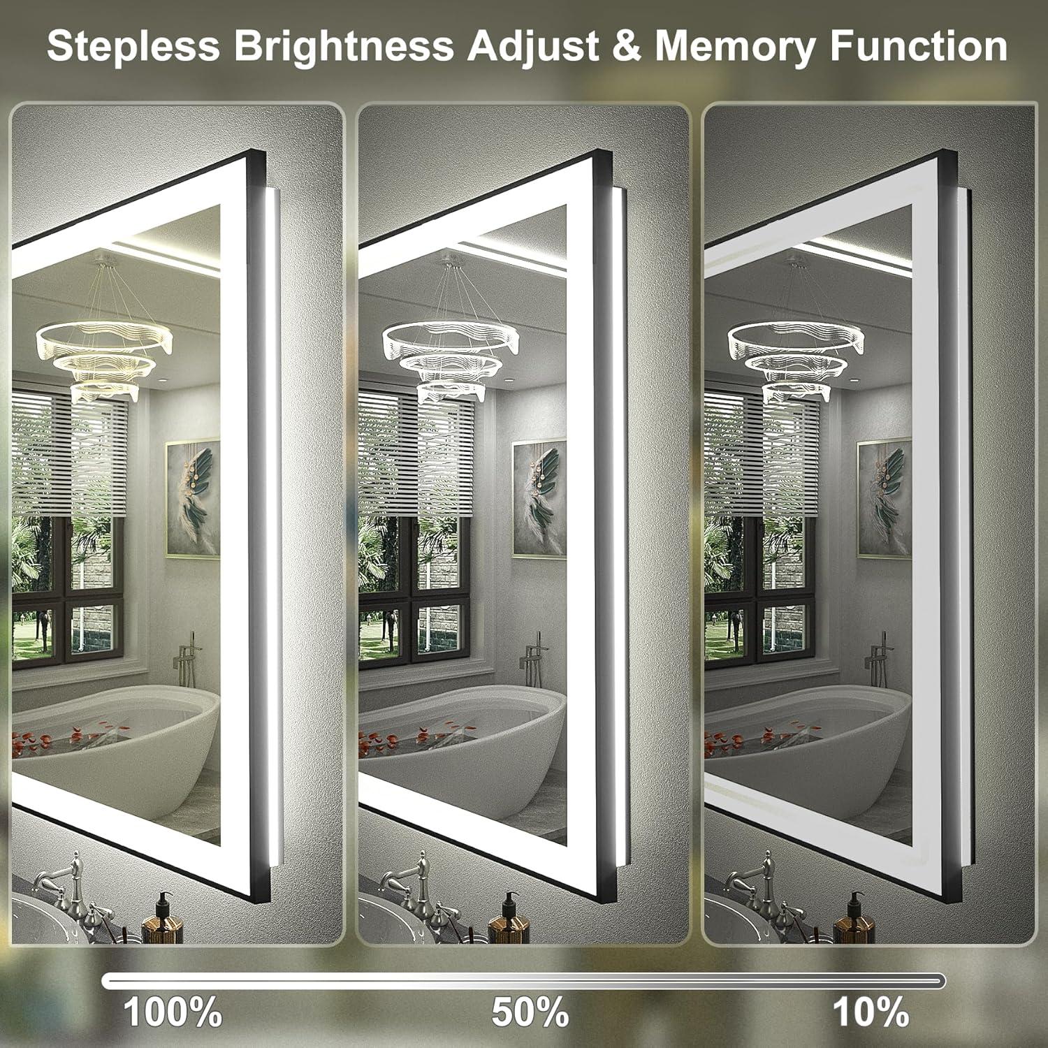 Espejo LED enmarcado CHARMOR 71x52 cm regulable anti-vaho
