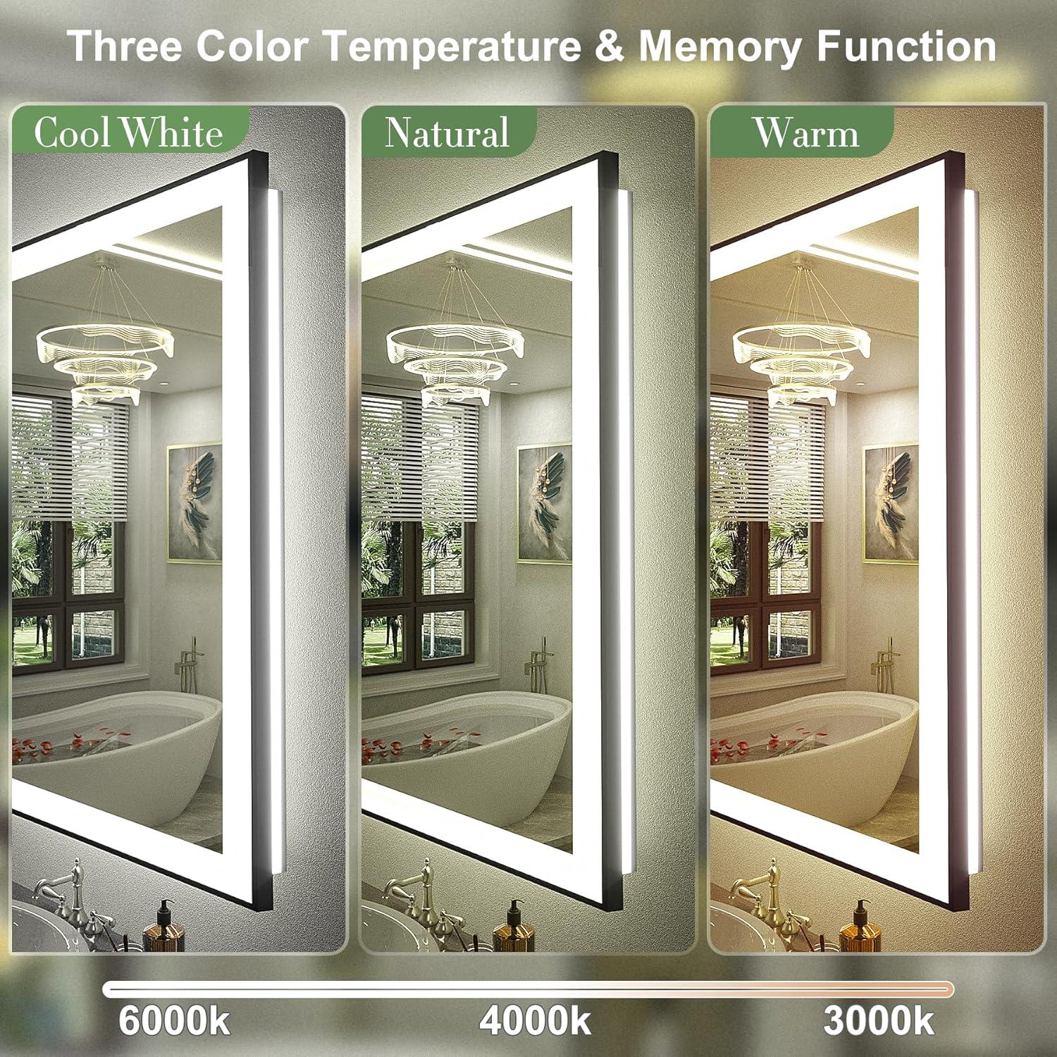 Espejo LED enmarcado CHARMOR 71x52 cm regulable anti-vaho