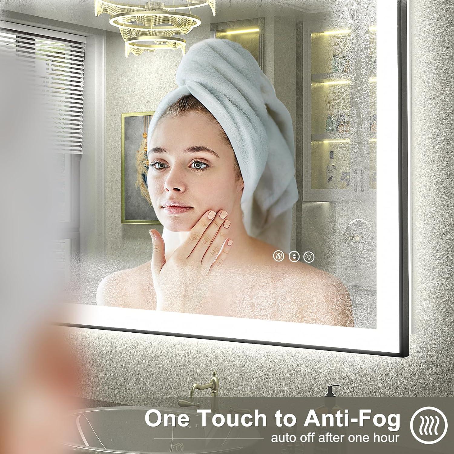 Espejo LED enmarcado CHARMOR 71x52 cm regulable anti-vaho