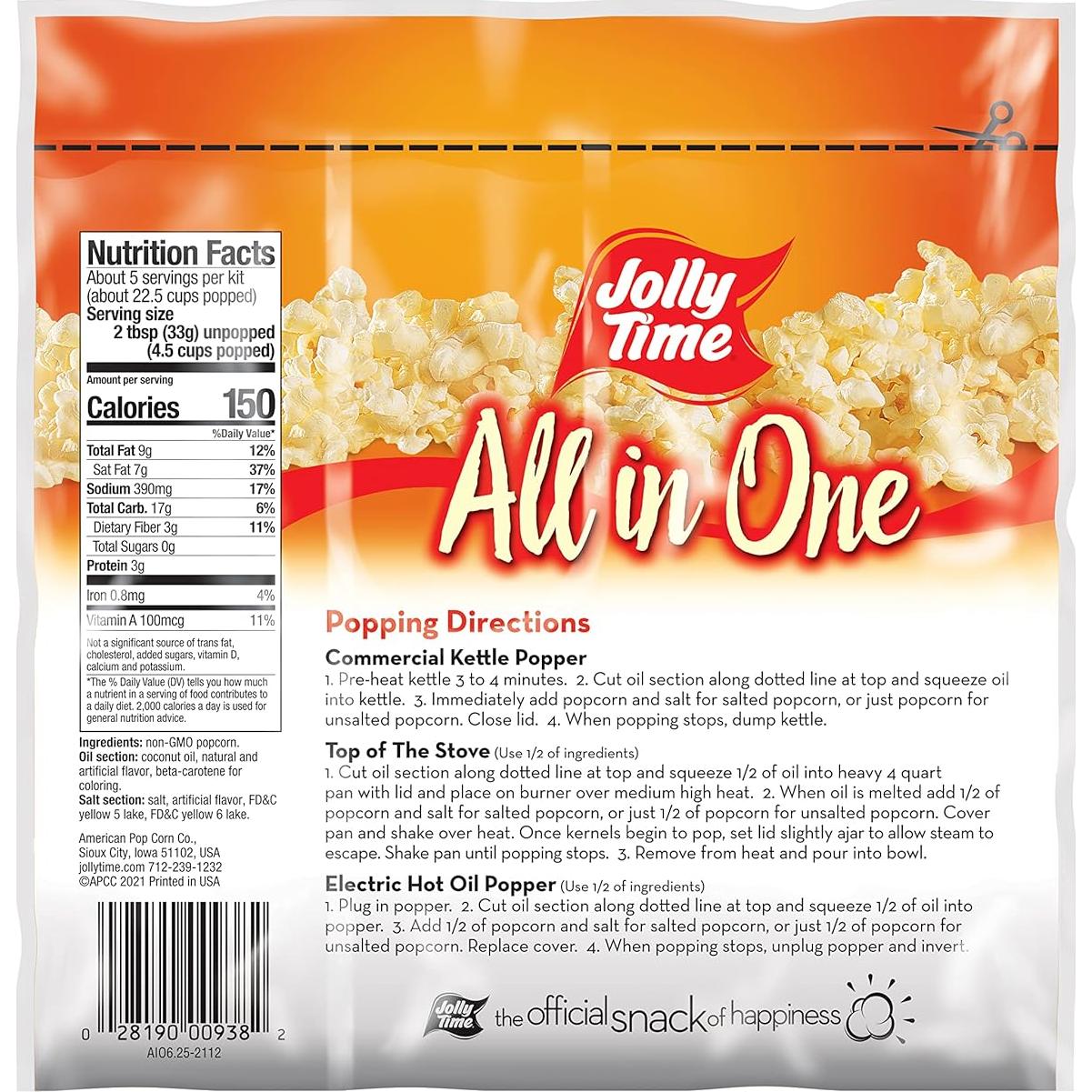 Kit de Palomitas JOLLY TIME 24 Paquetes 177.4 g con Aceite y Sal