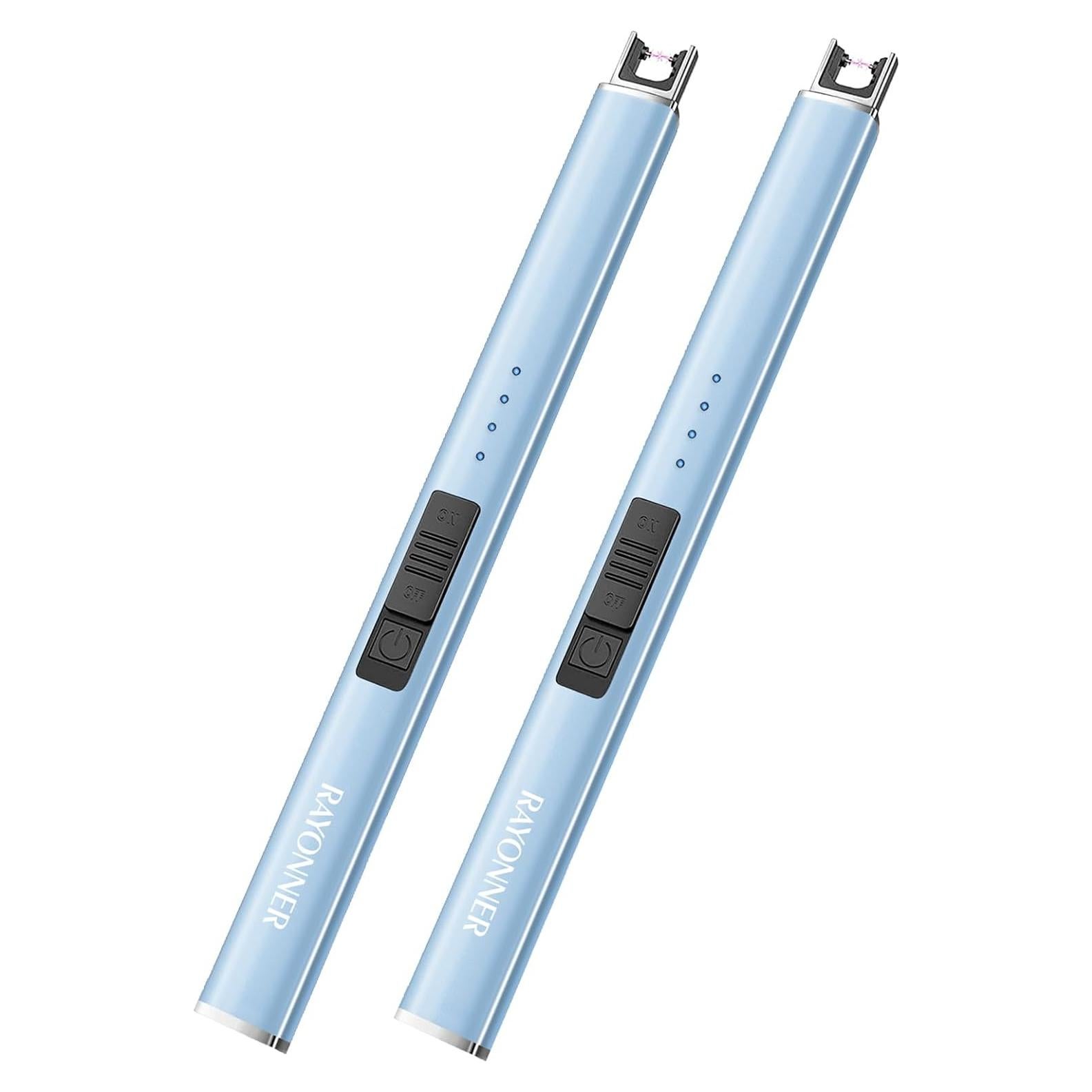 RAYONNER Candle Lighter Flameless USB Rechargeable Electric Plasma Arc Lighters for Grill Firework Kitchen Camping (Sierra Blue, Pack of 2)