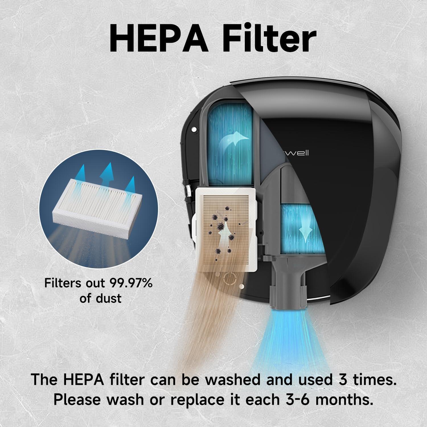 Secador de Manos Automático JETWELL JW2902 Negro con Filtro HEPA