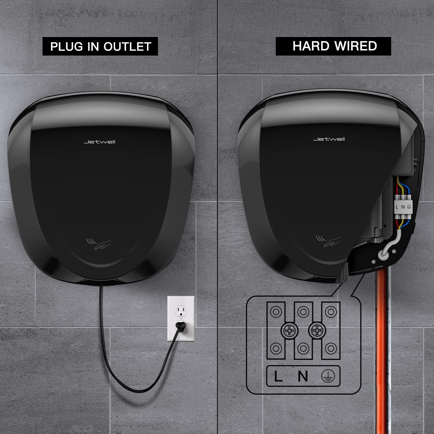 Secador de Manos Automático JETWELL JW2902 Negro con Filtro HEPA