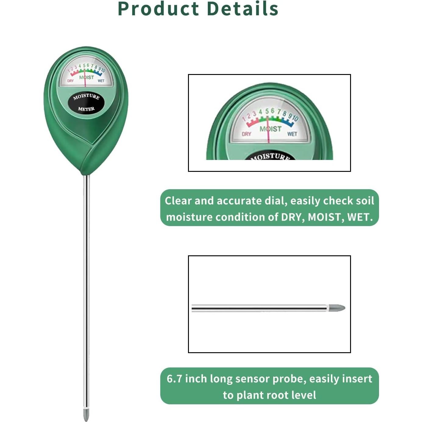 Medidor de Humedad del Suelo Censinda Verde, Sin Batería