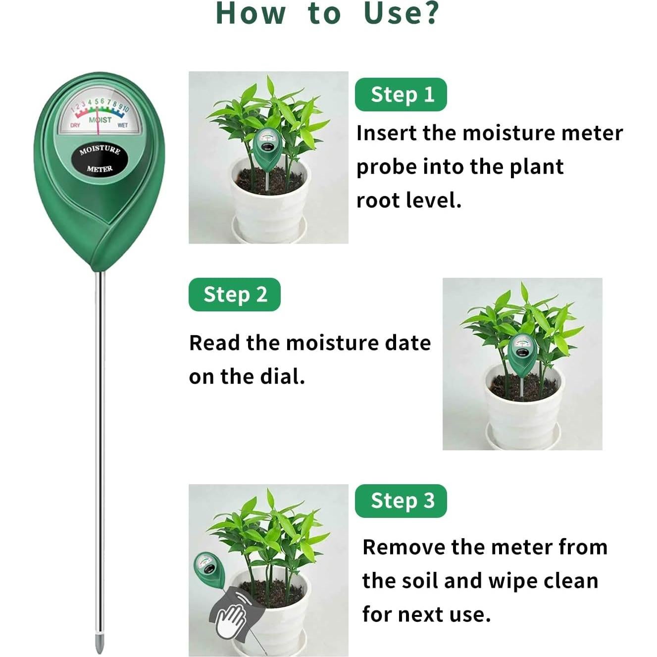 Medidor de Humedad del Suelo Censinda Verde, Sin Batería
