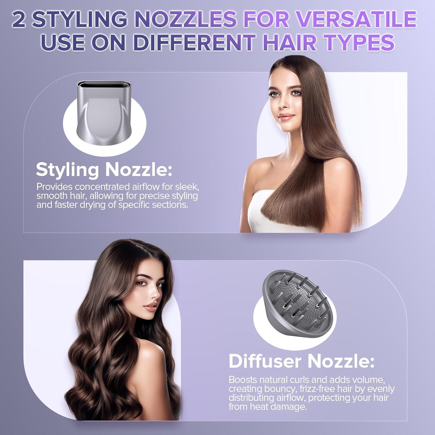 Secador de Pelo Iónico FOIYUF 160000 RPM Ligero y Silencioso