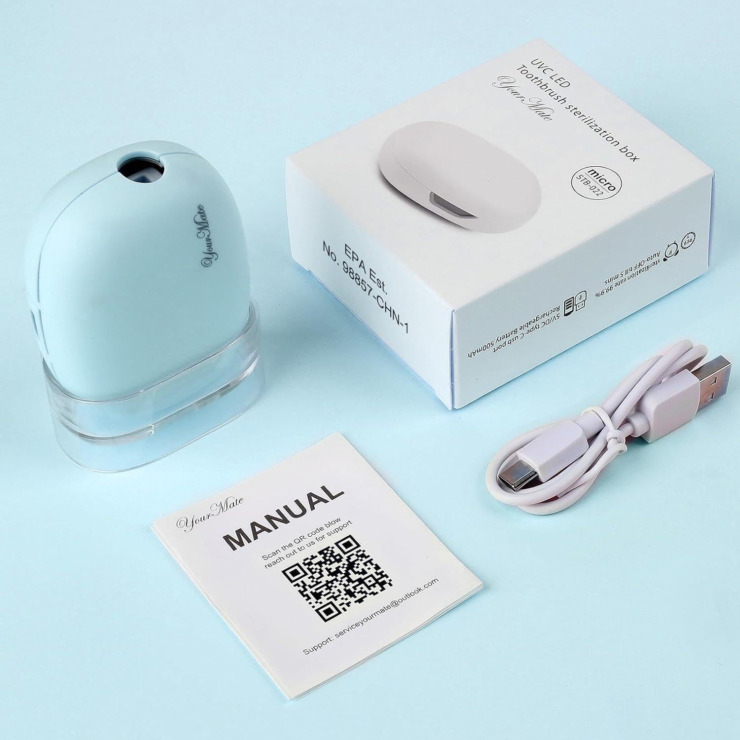 Estuche Desinfectante de Cepillos de Dientes YourMate Azul