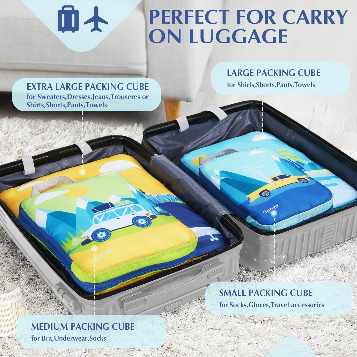 Gonex Compression Packing Cubes, 4pcs Expandable Storage Travel Luggage Bags Organizers, Travel Cubes for Suitcase Carry On (Transportation)