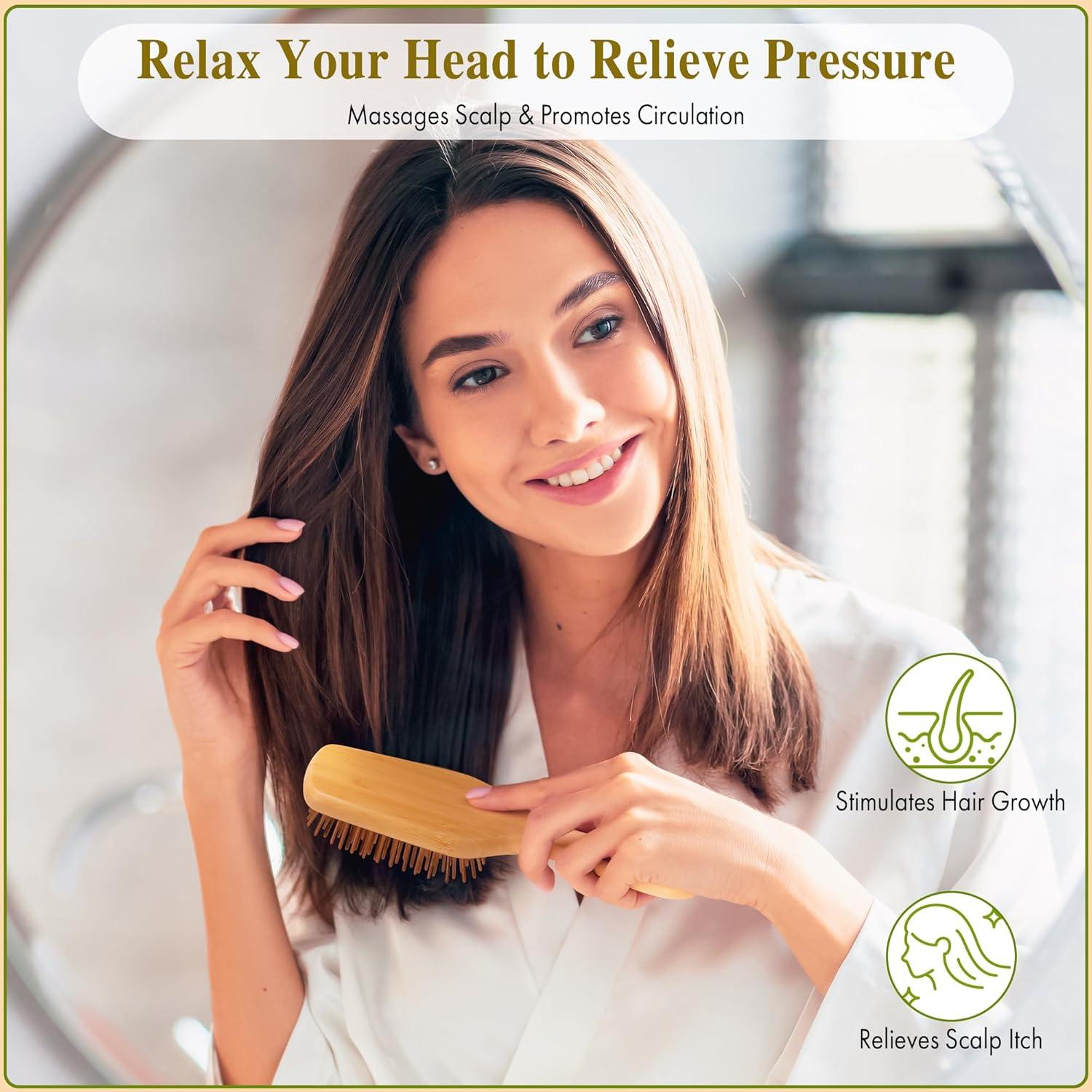 Cepillo de Pelo de Bambú BFWood con Cerdas Naturales 25.4cm