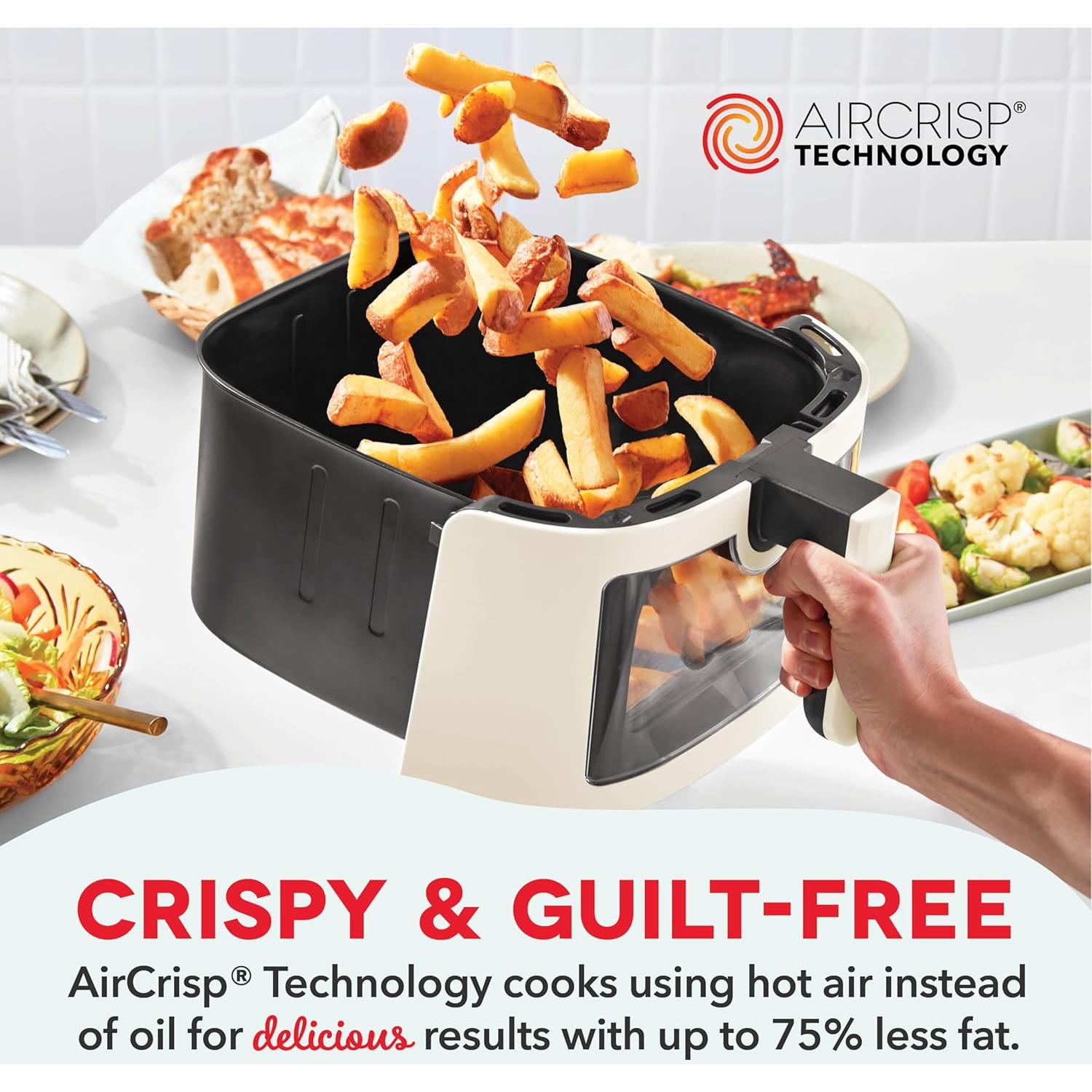 Freidora de Aire Digital DASH 7QT Vista Clara Crema