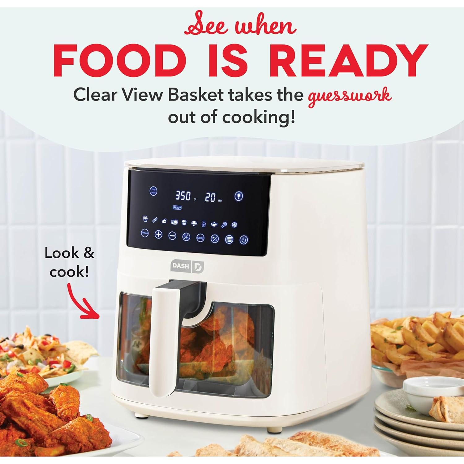 Freidora de Aire Digital DASH 7QT Vista Clara Crema