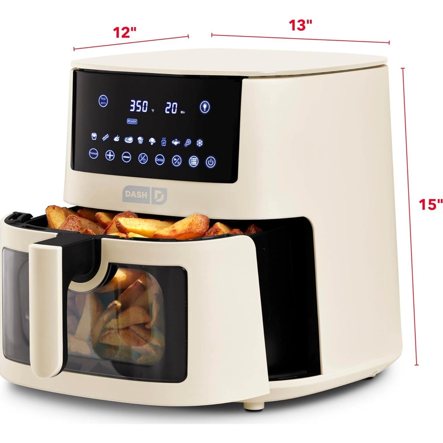 Freidora de Aire Digital DASH 7QT Vista Clara Crema