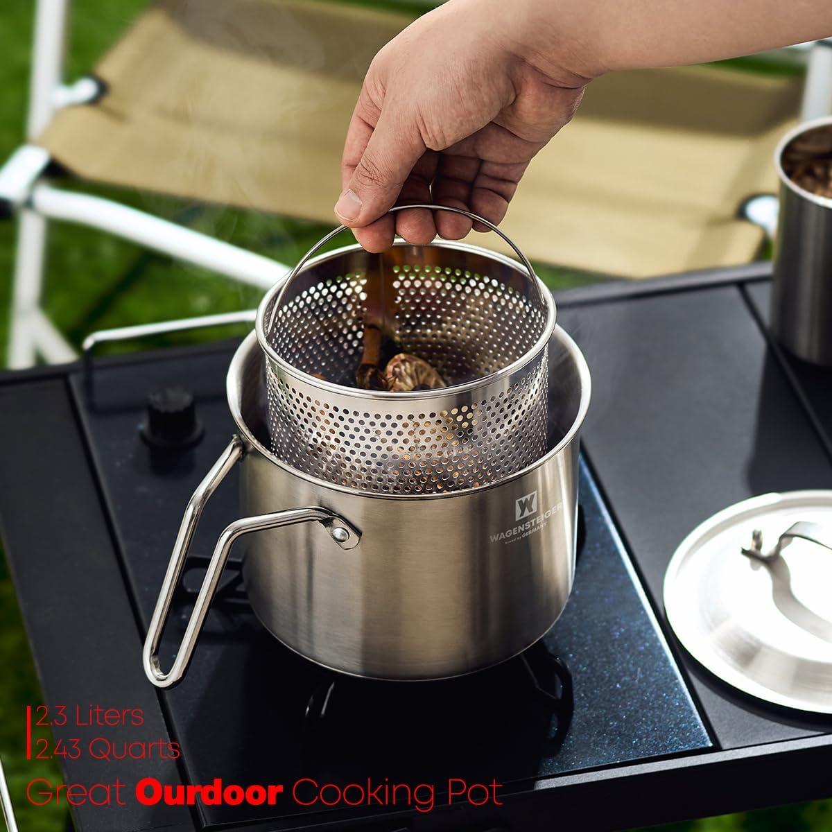 Olla a vapor Wagensteiner 2.3L acero inoxidable con cesta