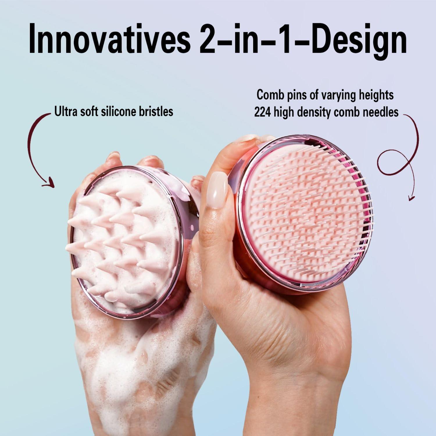 Masajeador de Cuero Cabelludo Favolosa 2 en 1 Rosa